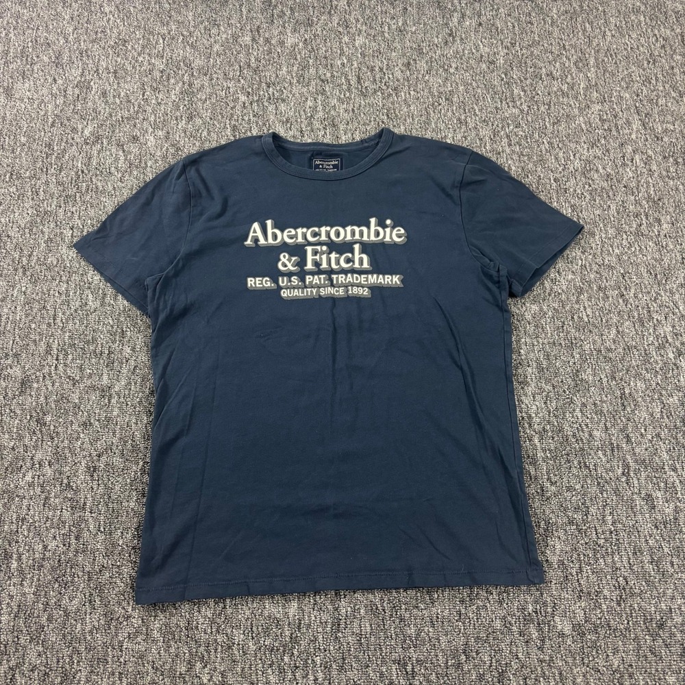 Abercrombie & Fitch Y2K Skater Single Stitch T-Shirt Navy Blue Medium Vintage